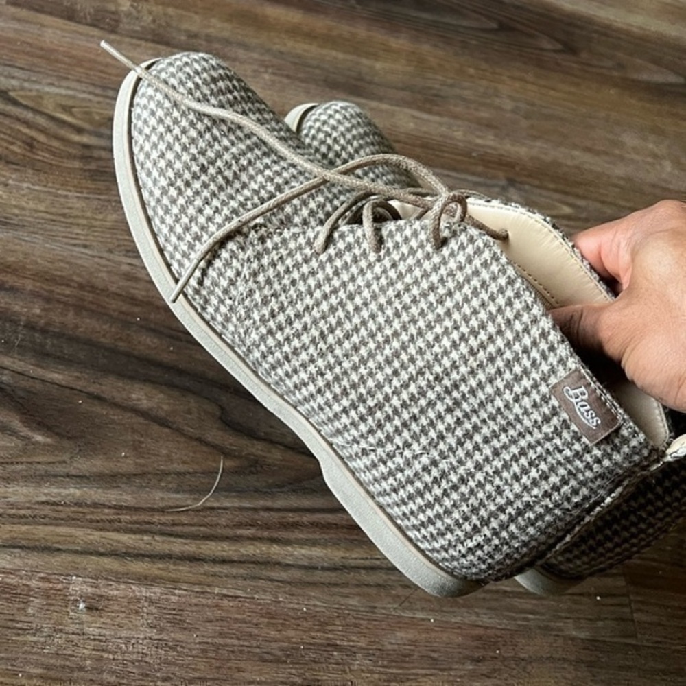 G H BASS ELYSE LACE UP HOUNDSTOOTH ANKLE BOOTIES SZ 6.5